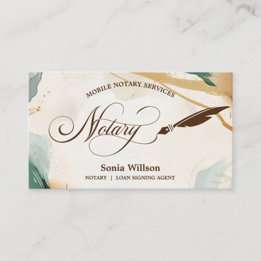 Mobile Notary & Loan Signing Agent Sage Green Visitenkarte (Vorderseite)