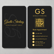 Mobile Notary Monogram Black Gold QR Code