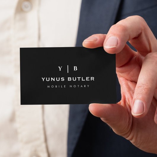 Mobile Notary Monogram Simple Business Card Visitenkarte