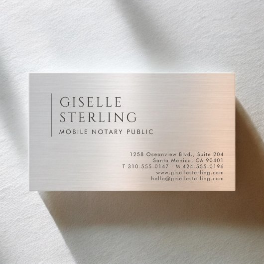 Mobile Notary Public Brushed Metal Visitenkarte