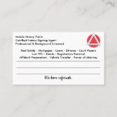 Mobile Notary Public Customizable Photo Business C Visitenkarte (Rückseite)