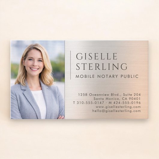 Mobile Notary Public Photo Brushed Metal Visitenkarte
