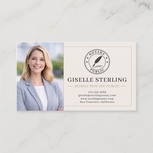 Mobile Notary Public QR Code Photo Visitenkarte (Vorderseite)