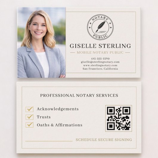 Mobile Notary Public QR Code Photo Visitenkarte