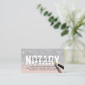 Mobile Notary Public Rose Gold Silver Glitzer Visitenkarte (Stehend Vorderseite)