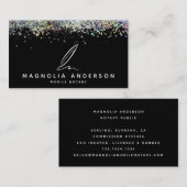 Mobile Notary Quill Black Glitzer Visitenkarte (Vorne/Hinten)