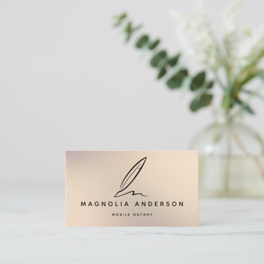 Mobile Notary Quill Gold Iridescent Visitenkarte (Stehend Vorderseite)