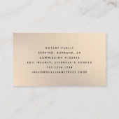 Mobile Notary Quill Gold Iridescent Visitenkarte (Rückseite)