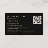 Mobile Notary Quill QR Code Gold Black  Visitenkarte (Rückseite)