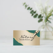 Mobile Notary Signage Agent Moderne Green & Gold Visitenkarte (Stehend Vorderseite)