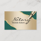 Mobile Notary Signage Agent Moderne Green & Gold Visitenkarte (Vorderseite)