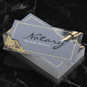 Mobile Notary Signage Agent Trendy Blue & Gold Visitenkarte