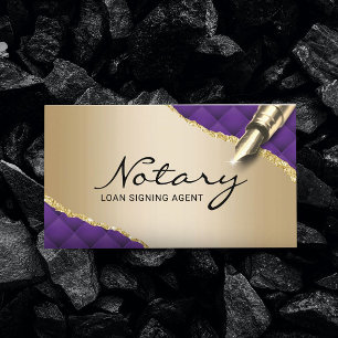 Mobile Notary Signature Agent Moderner Lila & Gold Visitenkarte