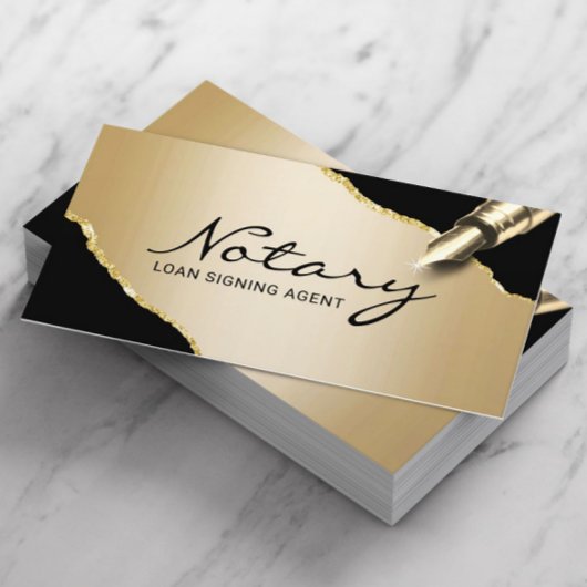Mobile Notary Signature Agent Moderner Schwarz & G Visitenkarte
