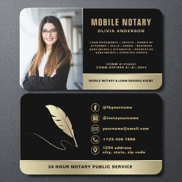 Mobile Notary Signing Agent Foto Black & Gold Visitenkarte