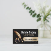 Mobile Notary Signing Agent Gold Feather Pen Visitenkarte (Stehend Vorderseite)