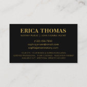 Mobile Notary Signing Agent Luxury Black & Gold Visitenkarte (Rückseite)