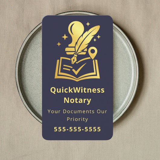 Mobile Notary Signing Agent Luxury Navy Gold Visitenkarte