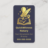 Mobile Notary Signing Agent Luxury Navy Gold Visitenkarte (Vorderseite)
