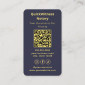 Mobile Notary Signing Agent Luxury Navy Gold Visitenkarte (Rückseite)