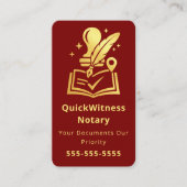 Mobile Notary Signing Agent Luxury Red Gold Visitenkarte (Vorderseite)