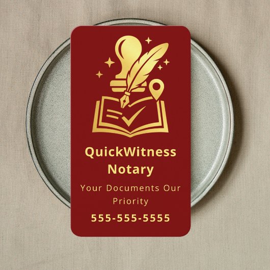 Mobile Notary Signing Agent Luxury Red Gold Visitenkarte