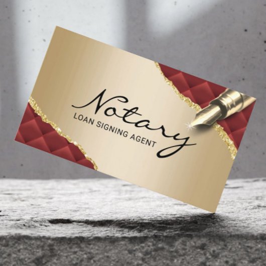Mobile Notary Signing Agent Luxury Red & Gold Visitenkarte