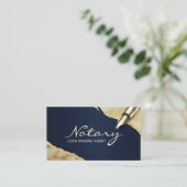 Mobile Notary Signing Agent Navy & Gold Agate Visitenkarte (Stehend Vorderseite)
