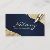 Mobile Notary Signing Agent Navy & Gold Agate Visitenkarte (Vorderseite)