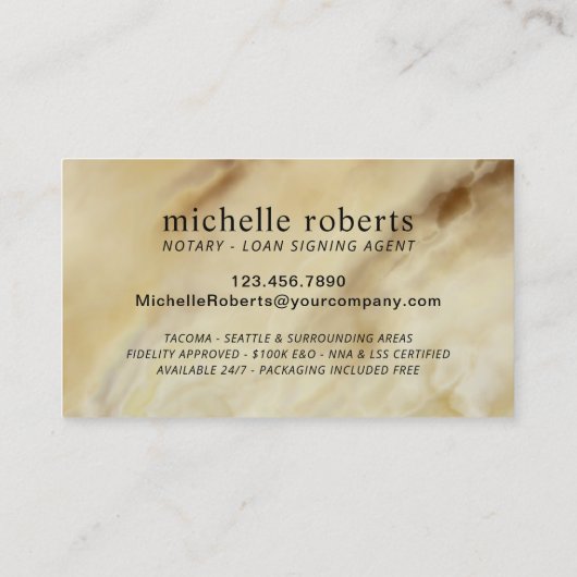 Mobile Notary Signing Agent Red & Gold Agate Visitenkarte (Rückseite)