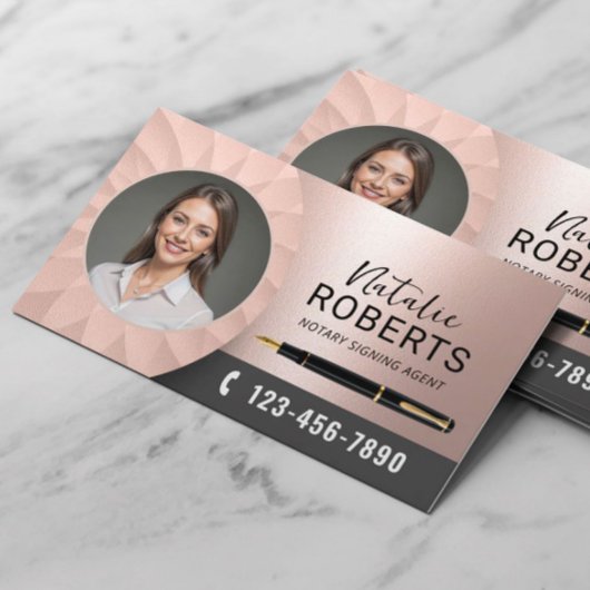 Mobile Notary Signing Agent Rose Gold Foto Visitenkarte