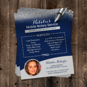 Mobile Notary Silver Glitzer Navy Blue Foto Flyer