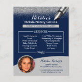 Mobile Notary Silver Glitzer Navy Blue Foto Flyer (Vorne)