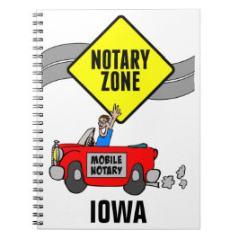 Mobile Notary Zone Red Sports Car Iowa Notizblock