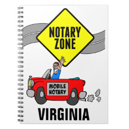 Mobile Notary Zone Red Sports Car Virginia Notizblock
