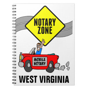 Mobile Notary Zone Red Sports Car West Virginia Notizblock