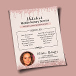 Mobile Notdienste Moderne Rose Gold Tropfen Flyer<br><div class="desc">Mobile Notary Service Rose Gold Glitzer Tropfen Foto Flyer.</div>