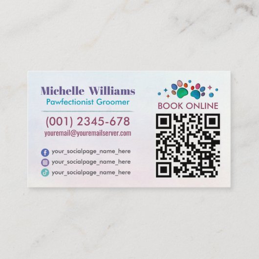 Mobile Pet Grooming Services - Aquarellkunst Visitenkarte (Rückseite)