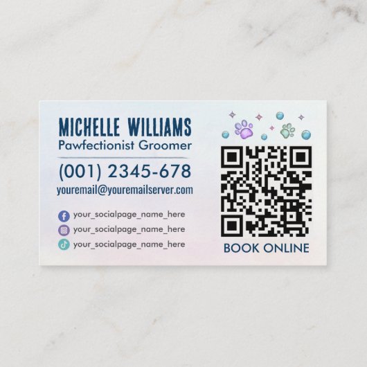 Mobile Pet Grooming Services - Aquarellkunst Visitenkarte (Rückseite)