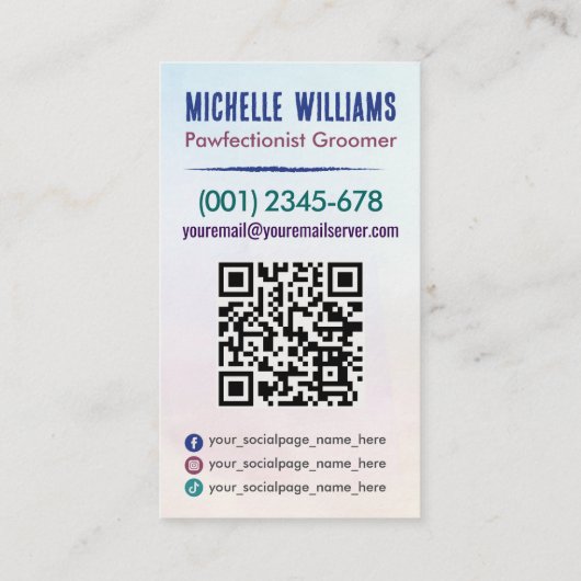 Mobile Pet Grooming Services - Aquarellkunst Visitenkarte (Rückseite)