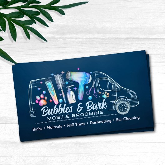 Mobile Pet Grooming Services - Aquarellkunst Visitenkarte