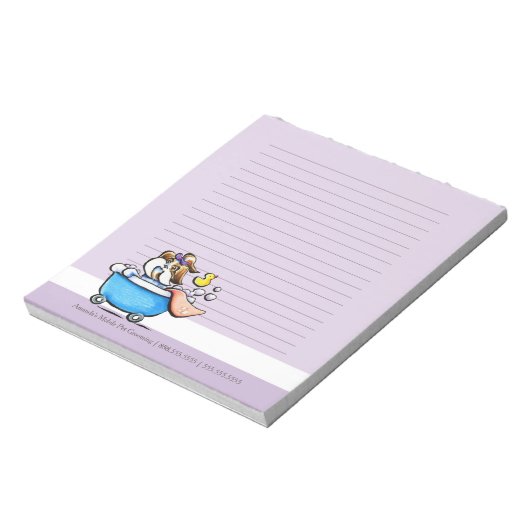 Mobile Pet Grooming Shih Tzu Lila Lined Notizblock (Rotiert)