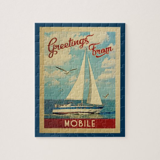 Mobile Sailboat Vintage Reisen Alabama Puzzle (Vertikal)