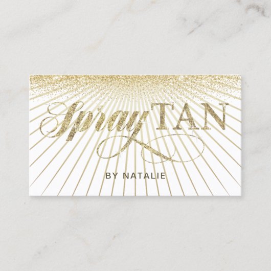 Mobile Spray Tan Modern Gold Rays Beauty Salon Visitenkarte (Vorderseite)