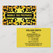 Mobile Tax Preparer Sunshine Damask Business Card Visitenkarte (Vorne/Hinten)