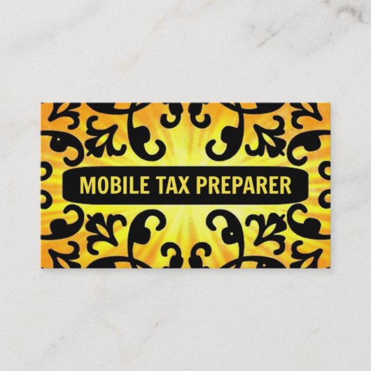 Mobile Tax Preparer Sunshine Damask Business Card Visitenkarte (Vorderseite)