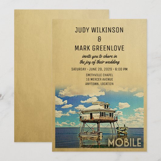 Mobile Wedding Einladung Alabama (Vorne/Hinten)