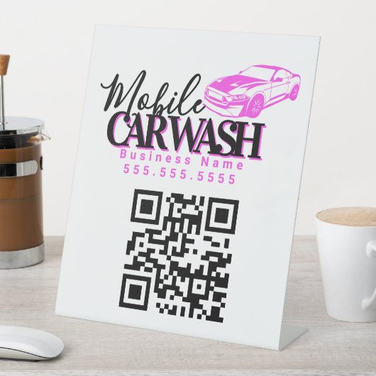 Mobiler Autowasch-Detailing-Geschäft QR-Code Sockelschild (In Situ)