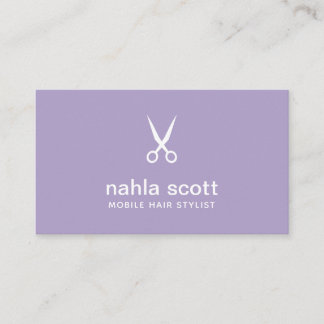 Mobiler Haarstylist Moderne Lila Schere Visitenkarte