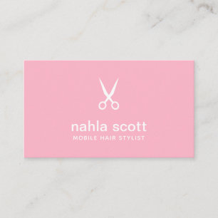 Mobiler Haarstylist Moderne rosa Schere Visitenkarte